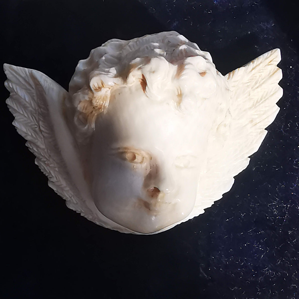 Victorian Bone Cherub Brooch: Hand Carved Angel Pin, 19th Century