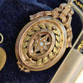 18k Gold Natural Pearl Pendant: Antique Bow Star Charm