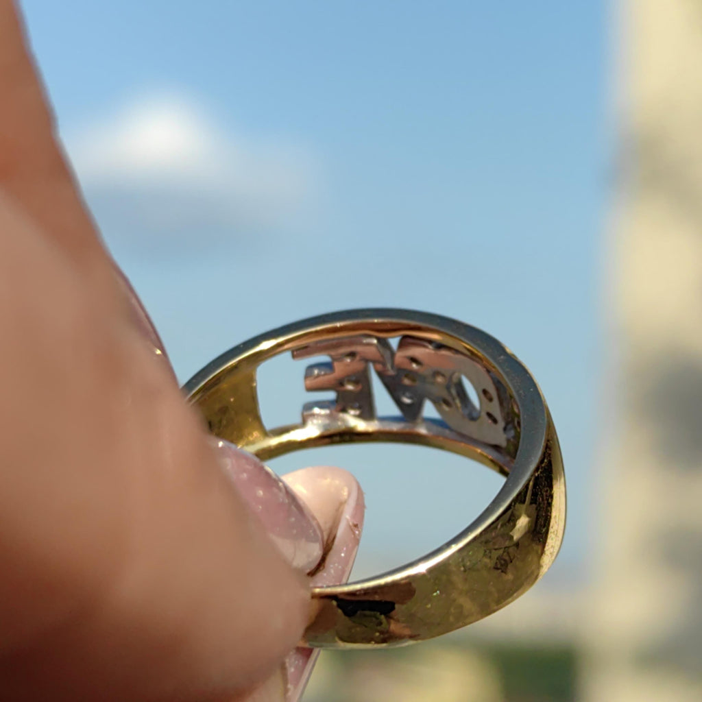 Diamond LOVE Ring: 18K Yellow Gold Y2K Statement Band