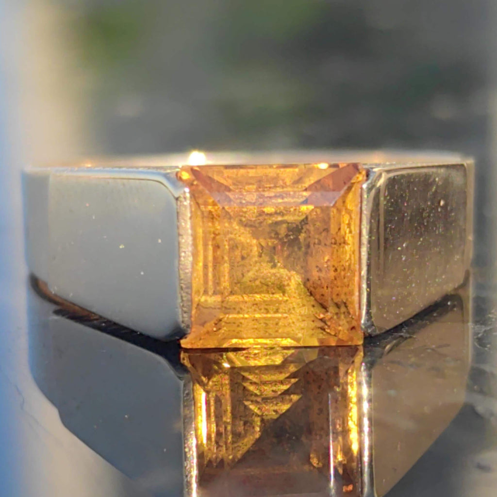 Art Deco Citrine Statement Ring: 14k Yellow & Rose Gold, 1940s Vintage