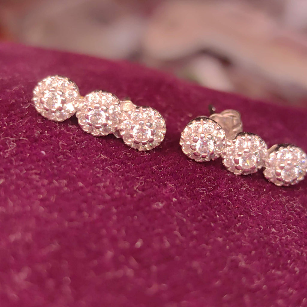Vintage Natural Diamond 14k Solid White Gold Geometric Circle Design Elegant Sleepers Earrings Gift for Her Present