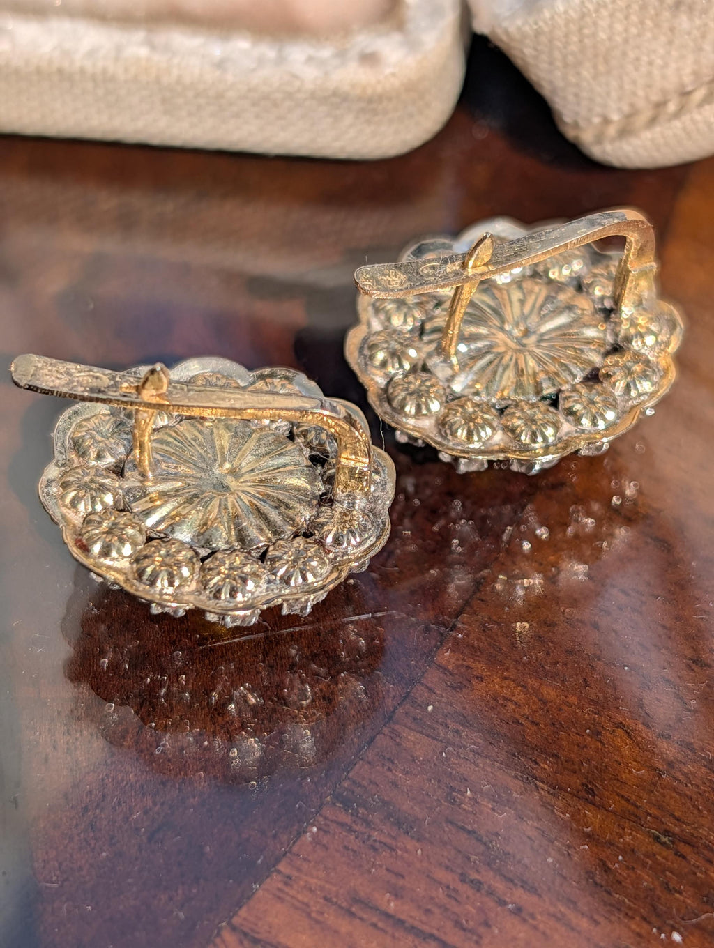 Antique Citrine Diamond Earrings 18K Gold 1940s Vintage Statement Stud Earrings Yellow Gold Floral Cluster Gift for Her