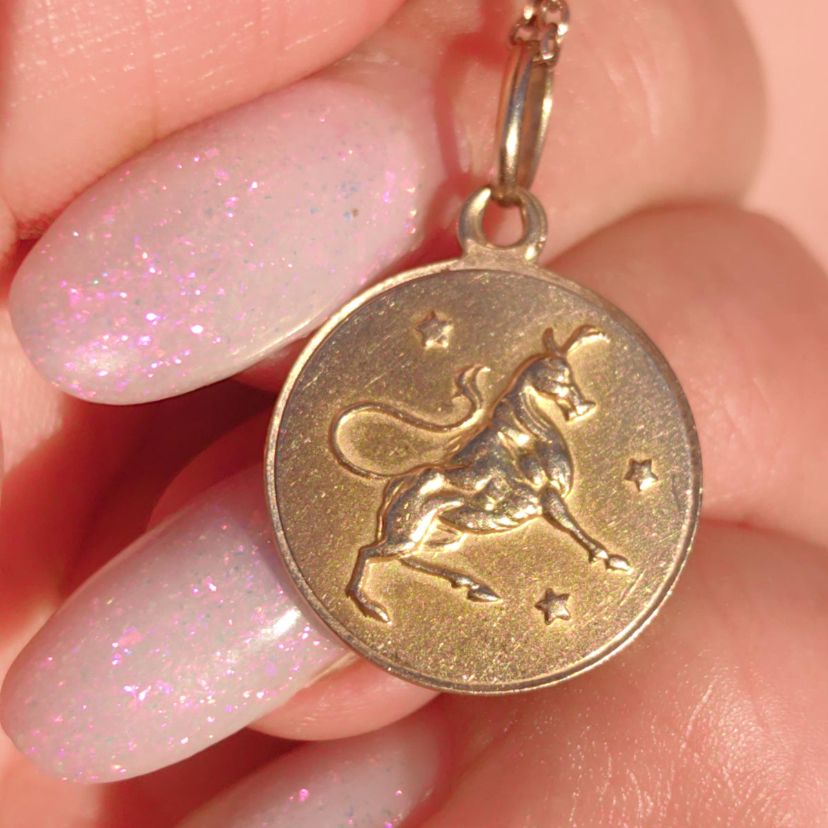 Vintage 14k Yellow Gold Taurus Pendant: Antique Zodiac Charm