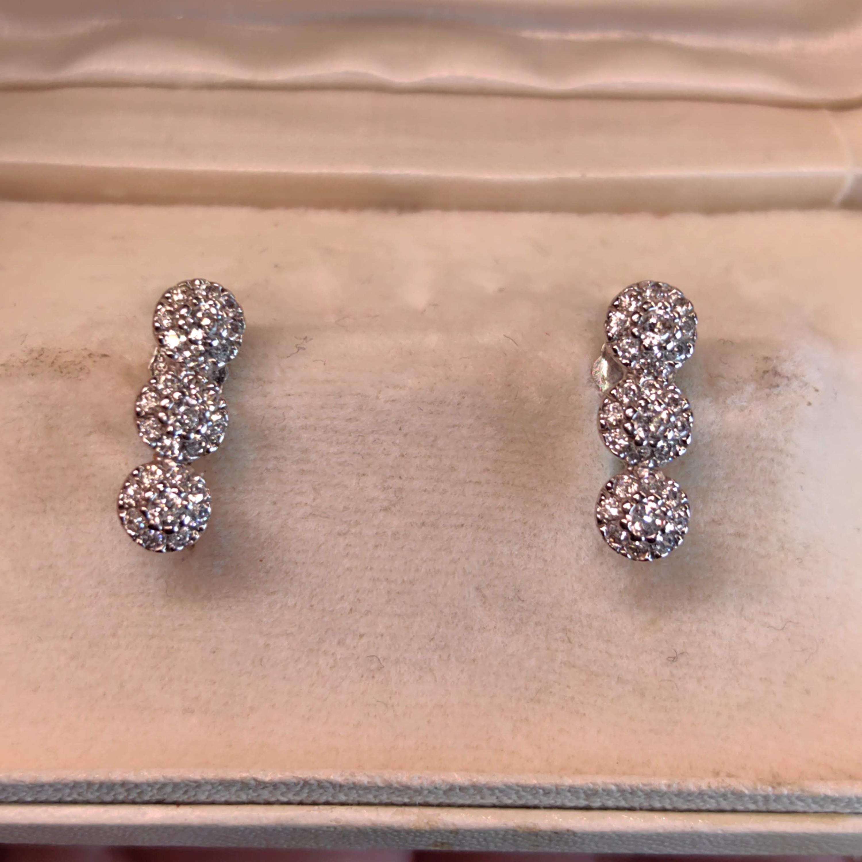 Vintage Natural Diamond 14k Solid White Gold Geometric Circle Design Elegant Sleepers Earrings Gift for Her Present