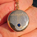 Art Nouveau 14k gold sapphire locket front