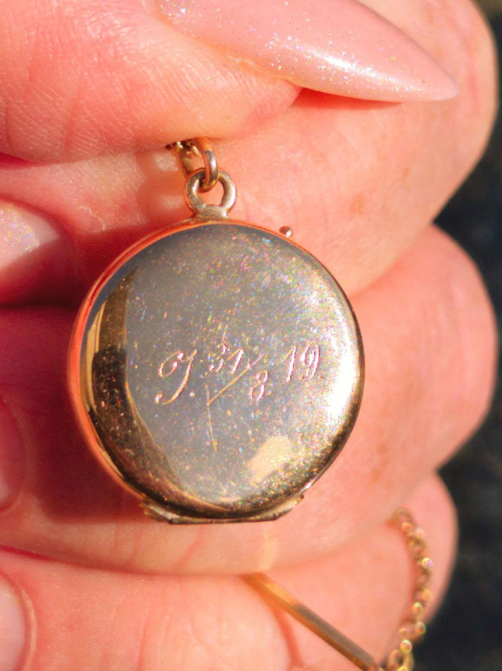 Antique Art Nouveau 14k gold sapphire photo locket