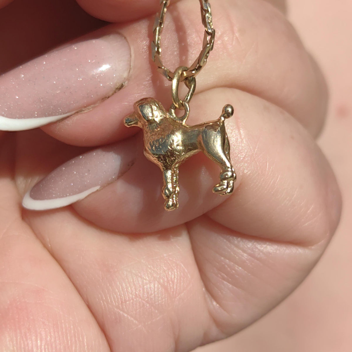 Vintage 18k Gold Poodle Pendant: Mid-Century Dog Charm