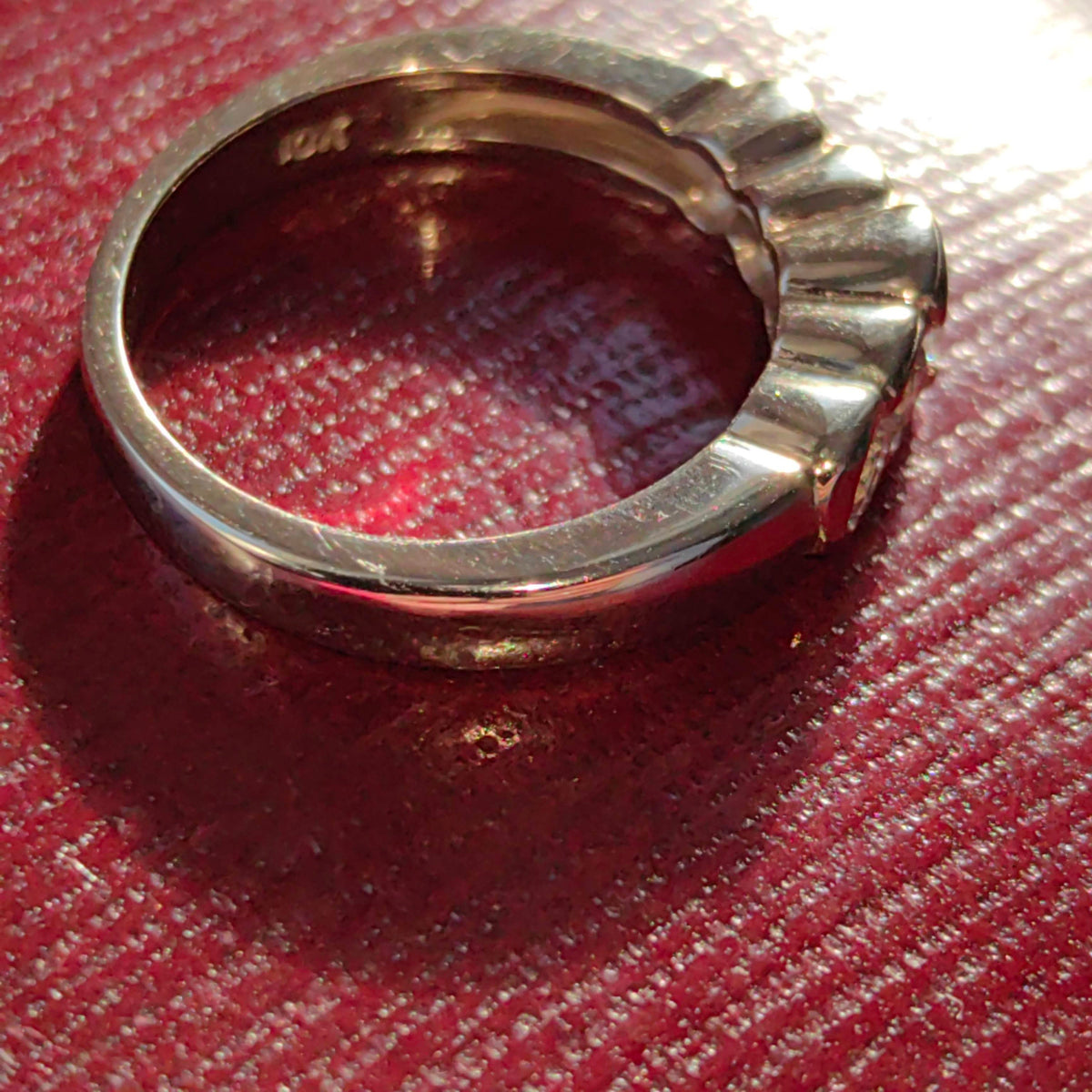 Vintage Cubic Zirconia 10k Gold Half Eternity Bezel Set Wedding Band Ring Promise Ring