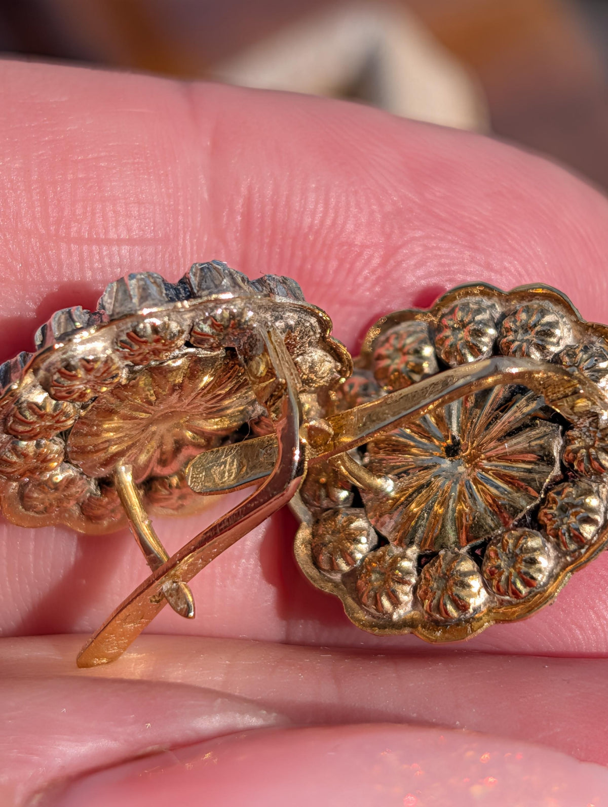 Antique Citrine Diamond Earrings 18K Gold 1940s Vintage Statement Stud Earrings Yellow Gold Floral Cluster Gift for Her
