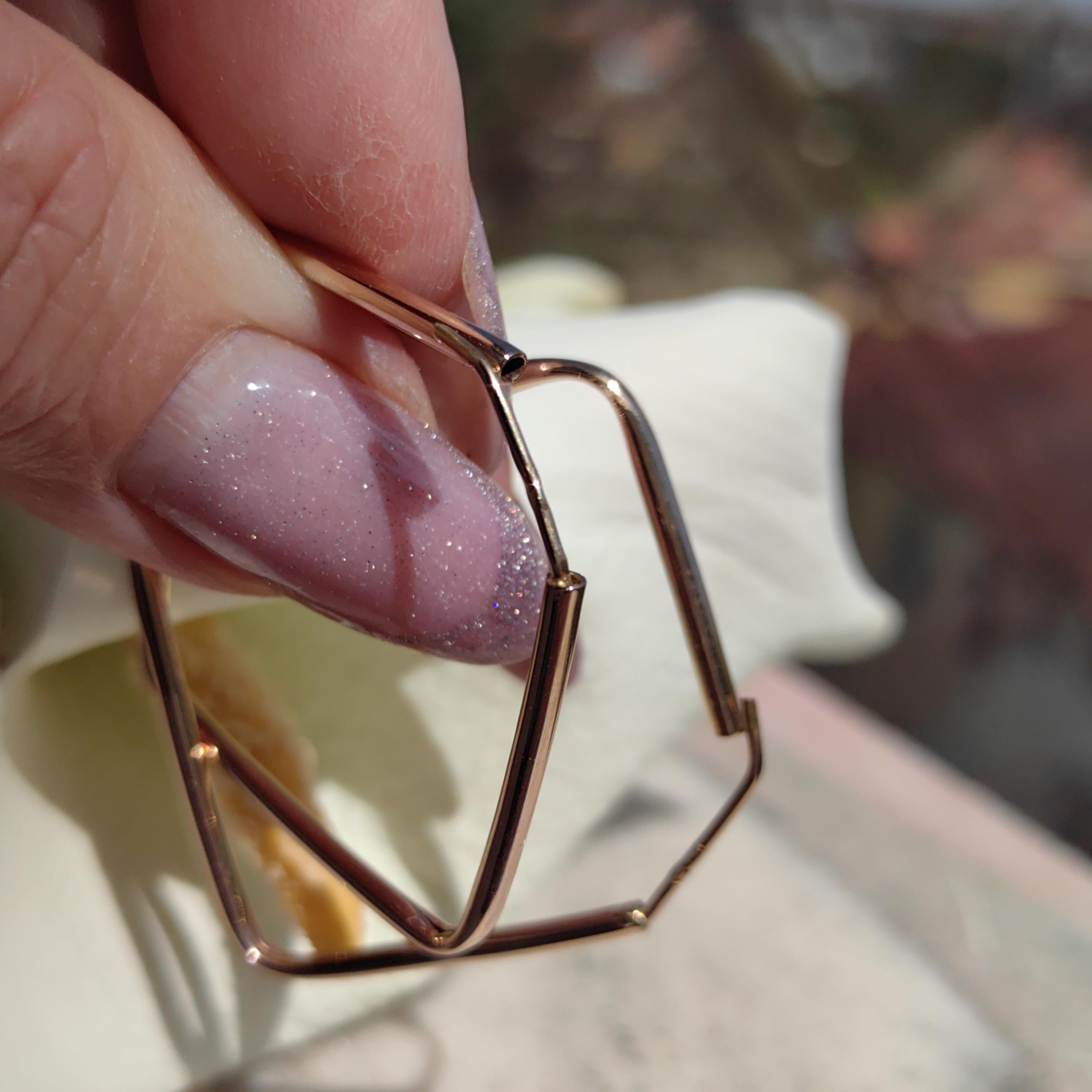 Vintage 14k Yellow Gold Square Hoop Earrings: Minimalist Geometric Jewelry