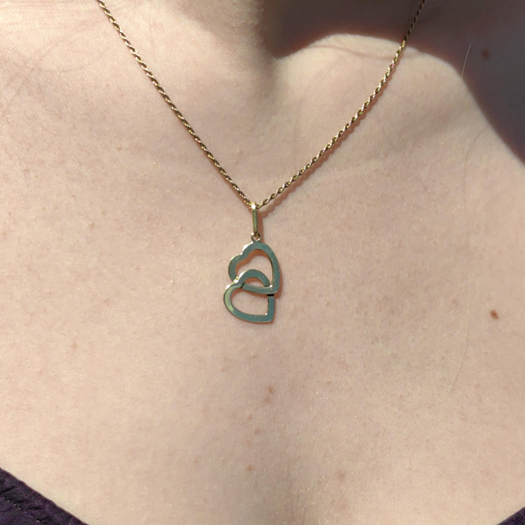 14k Yellow Gold Heart Pendant: Vintage Romantic Love Gift