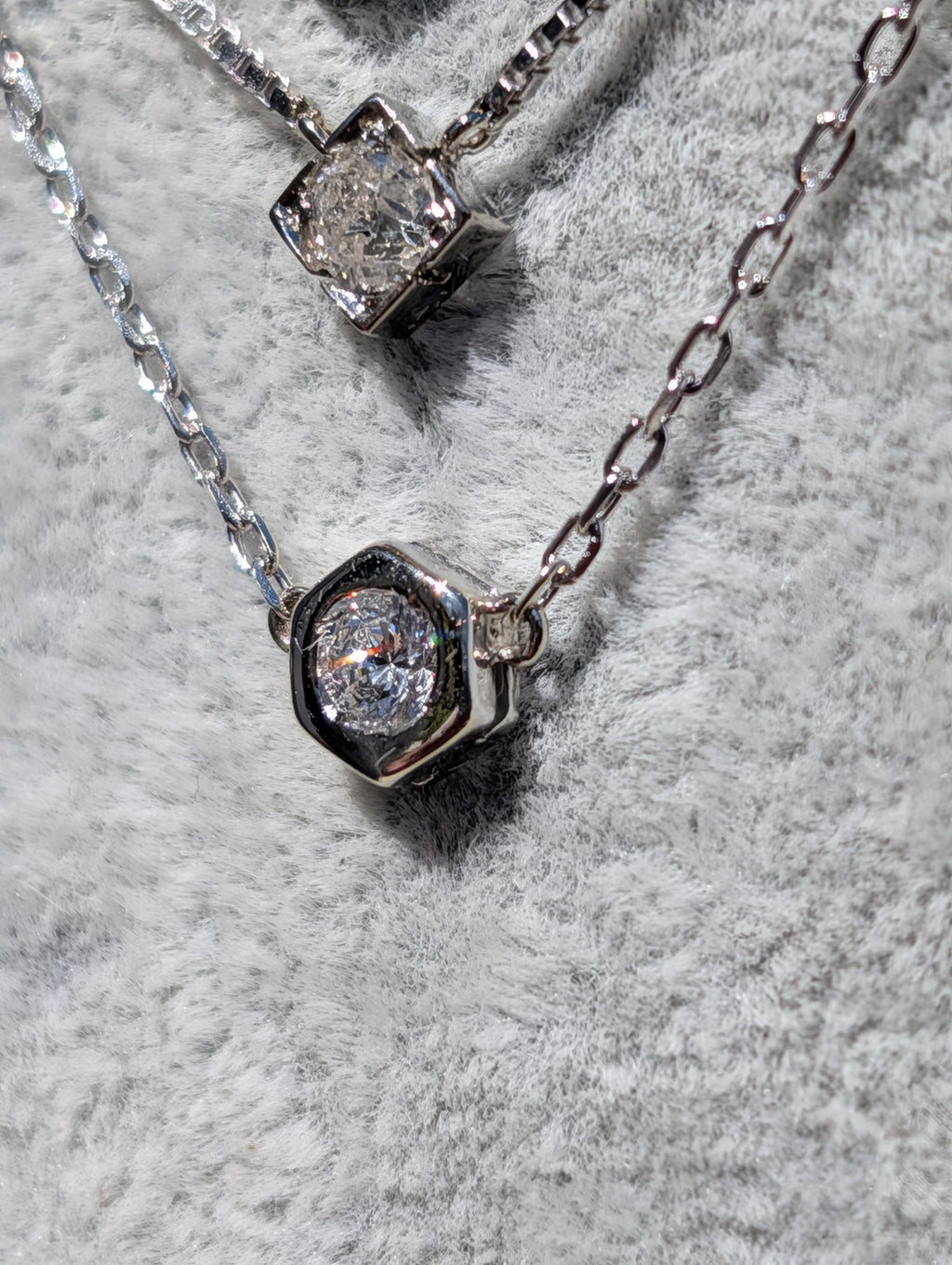 Vintage 14k and  9k 375 White Gold Diamond Necklace, 1950s Brilliant Cut Solitaire Pendant, Dainty Adjustable Gift for Her
