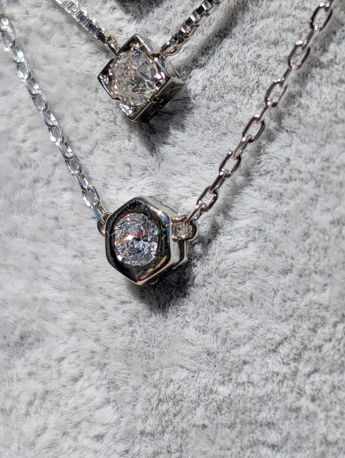 Vintage 14k and  9k 375 White Gold Diamond Necklace, 1950s Brilliant Cut Solitaire Pendant, Dainty Adjustable Gift for Her