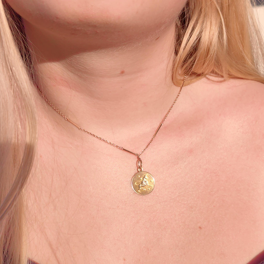 Vintage 14k Yellow Gold Taurus Pendant: Antique Zodiac Charm