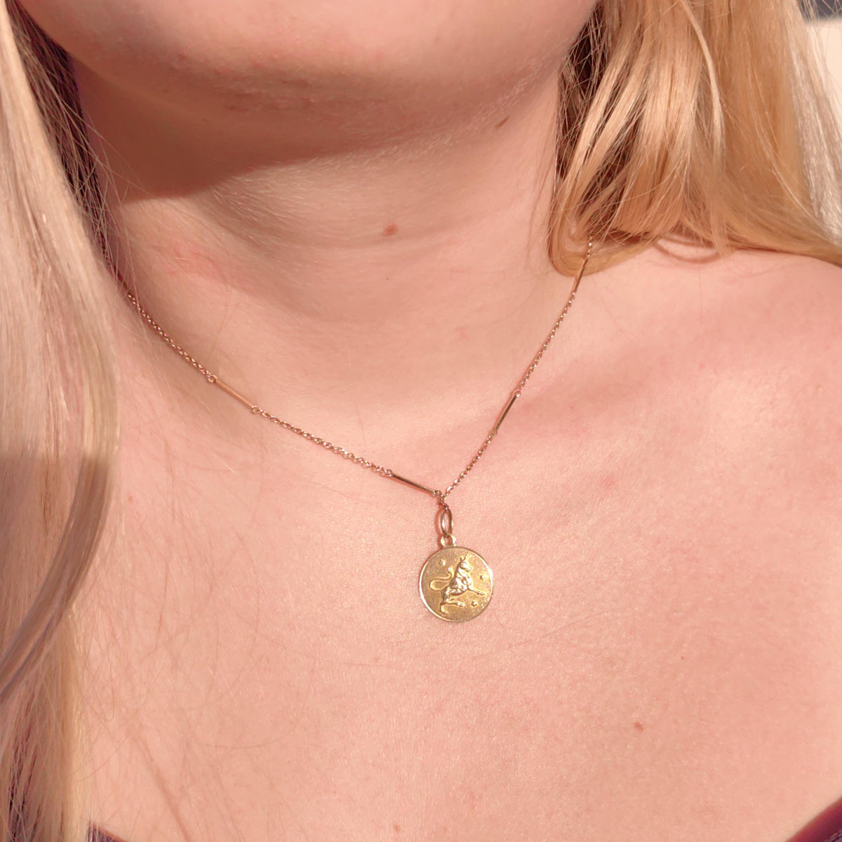 Vintage 14k Yellow Gold Taurus Pendant: Antique Zodiac Charm