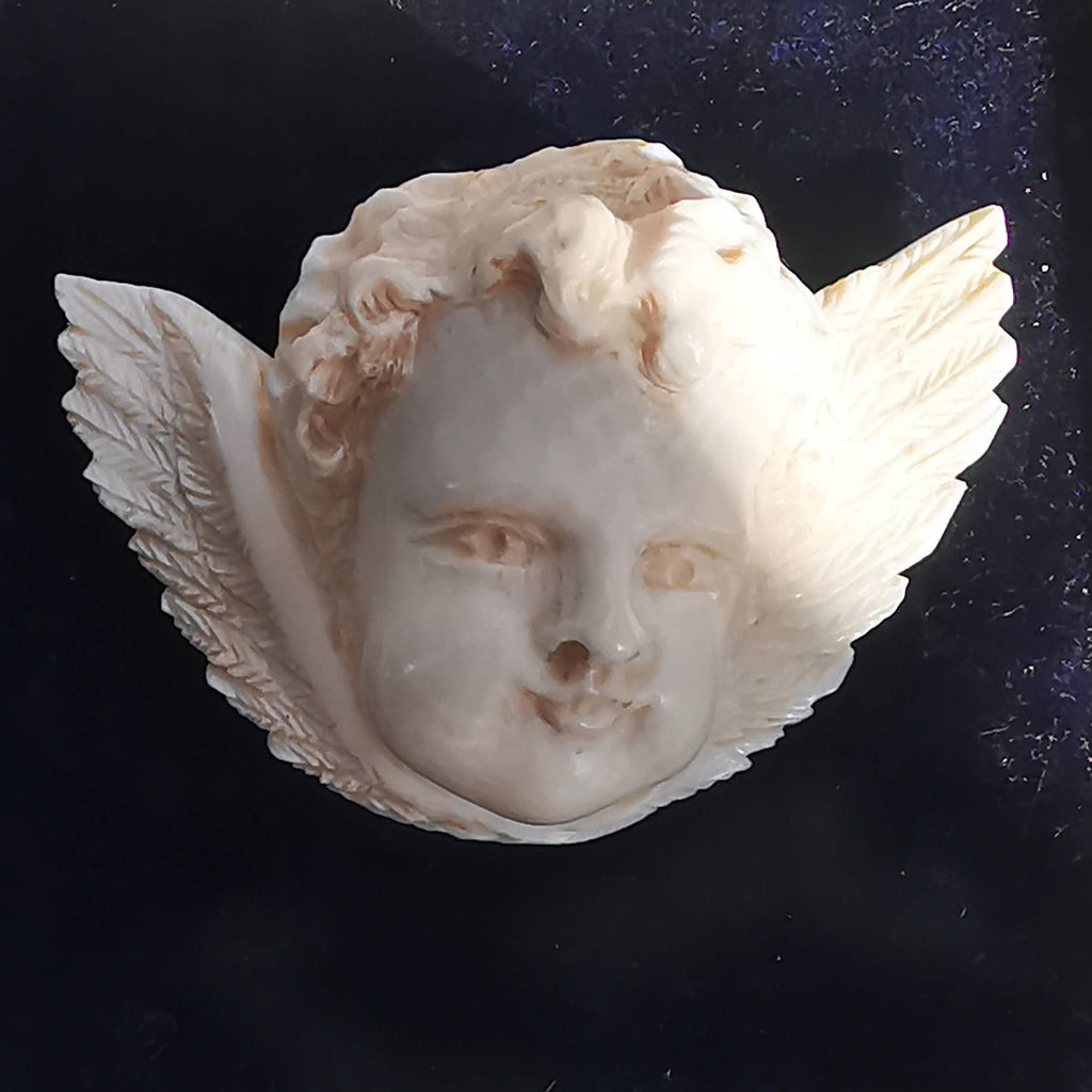 Victorian Bone Cherub Brooch: Hand Carved Angel Pin, 19th Century