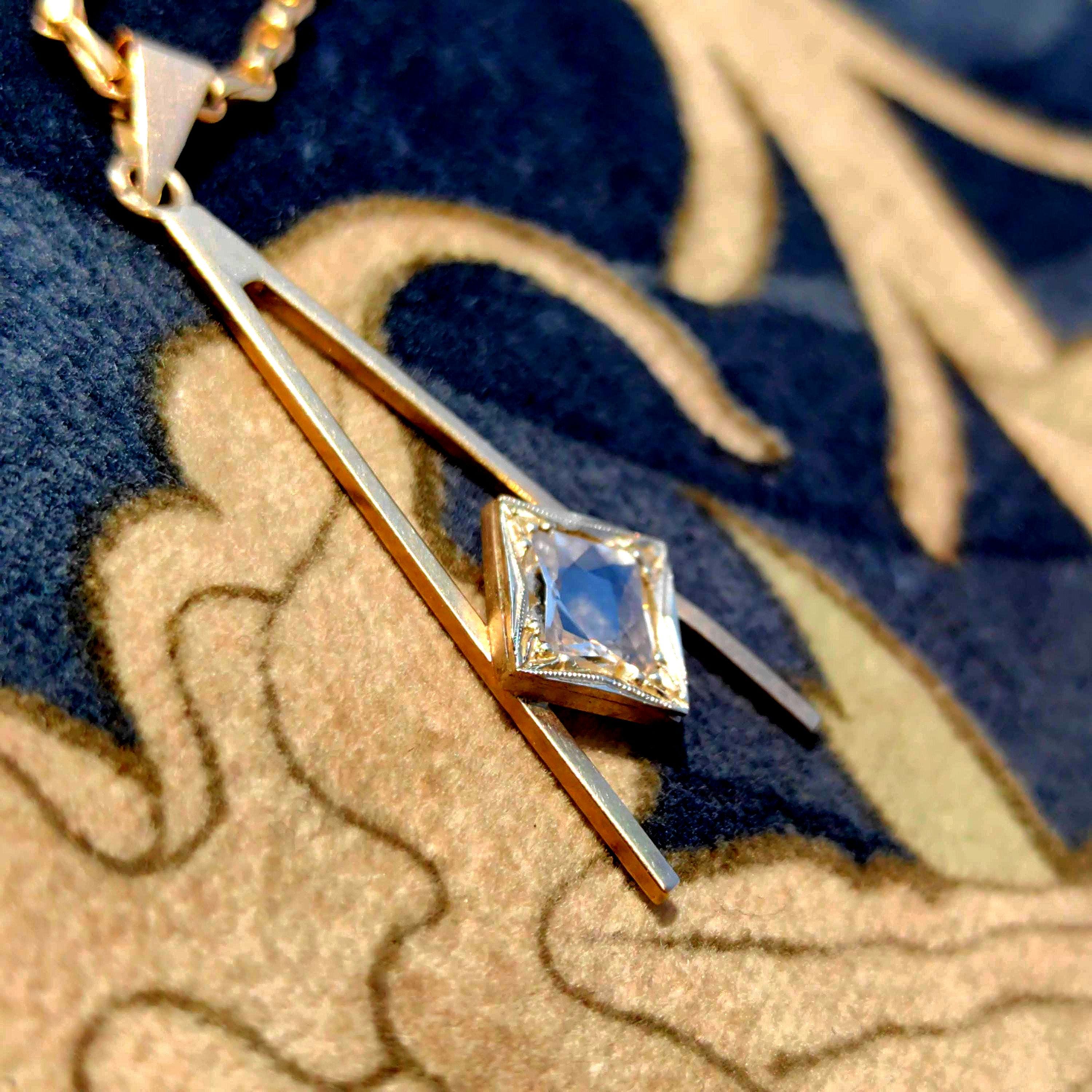 Vintage 14k Gold Masonic Pendant: Old Mine Cut Diamond Charm
