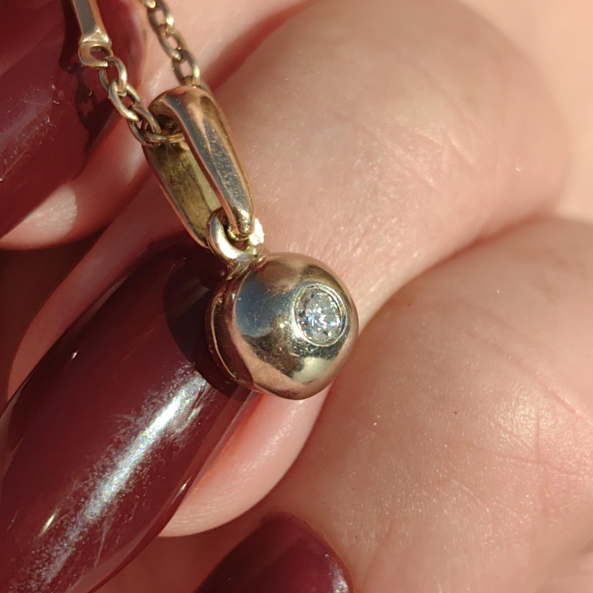 Diamond Solid 14k Yellow Gold Vintage Solitaire diamond Bezel Setting pendant, Gift for Her Elegant Necklace Charm