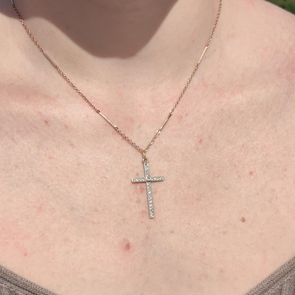 1920s Art Deco Diamond Solid Hallmarked 18k white Gold Catholic Cross Crucifix Pendant Antique Vintage Elegant Christian Statement Gift