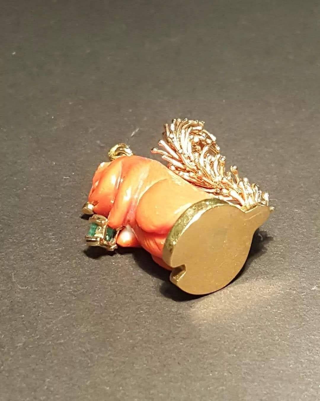 Coral squirrel pendant