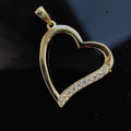 Vintage 9k Solid Yellow Gold Heart Shaped Necklace Pendant Bracelet Charm Encrusted with Cubic Zirconia Love Gift Valentines Day Present