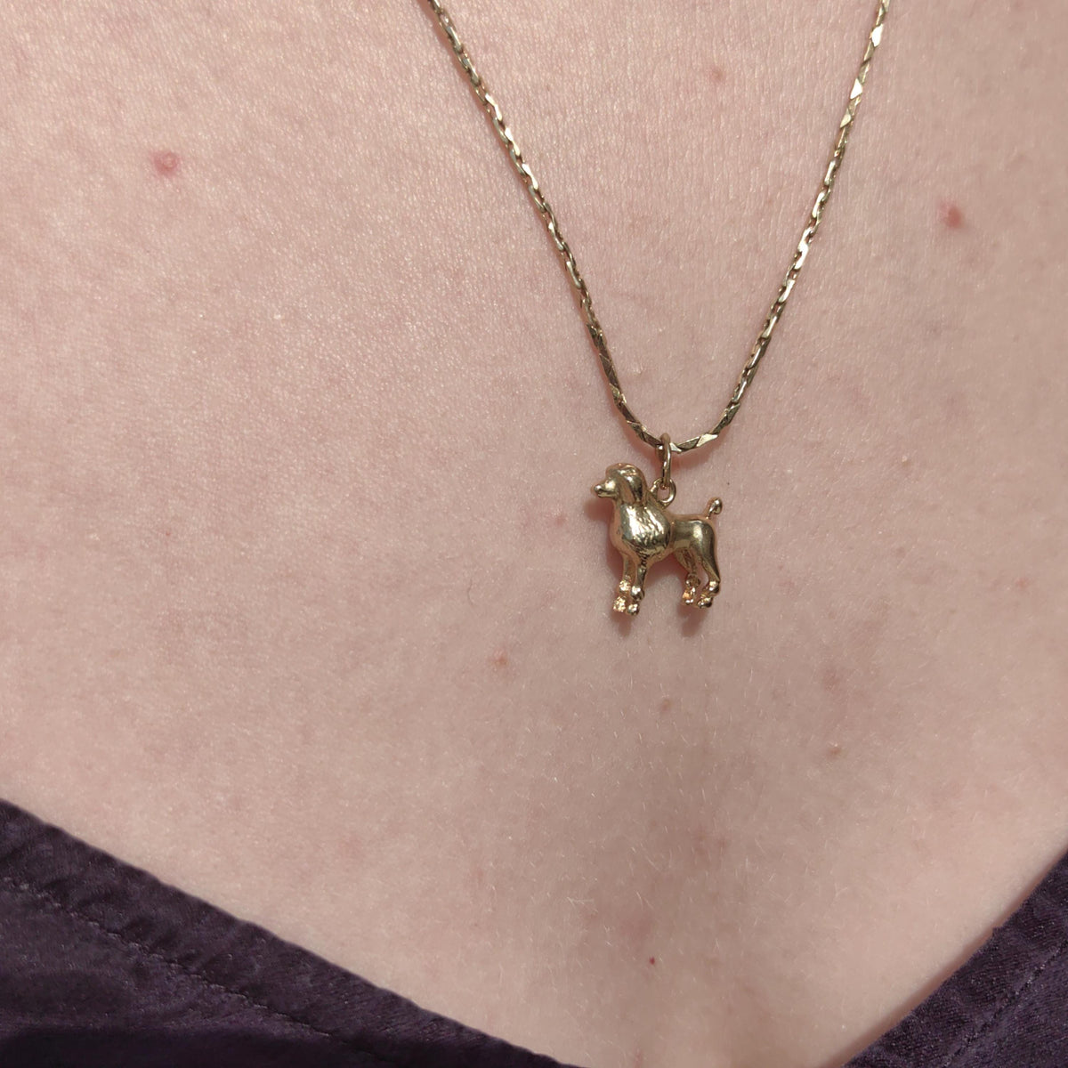 Vintage 18k Gold Poodle Pendant: Mid-Century Dog Charm