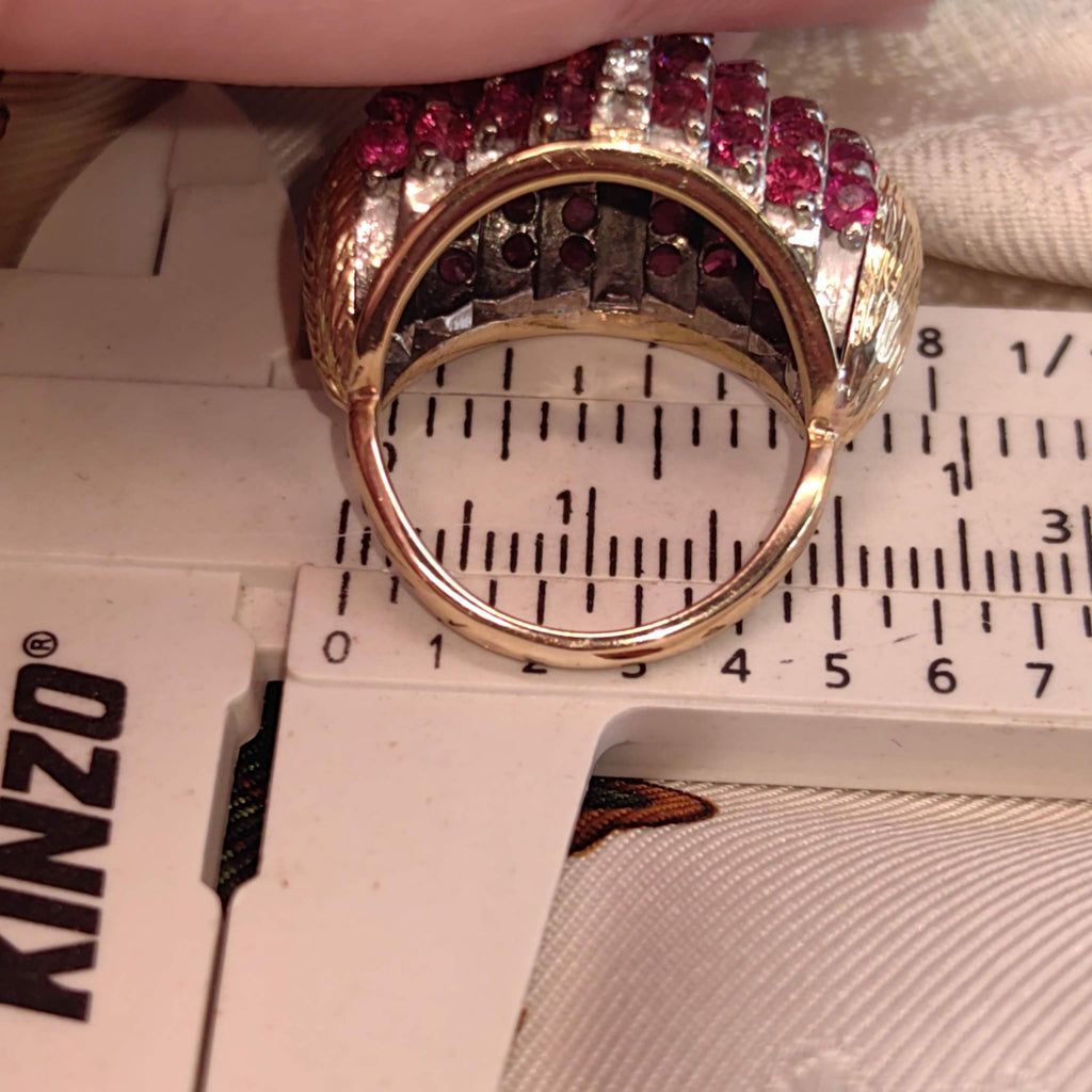 Art Deco 1930s  Natural Raspberry Red Ruby and Diamond Large Statement Elegant Vintage Antique Tank Ring Gift for Her Present