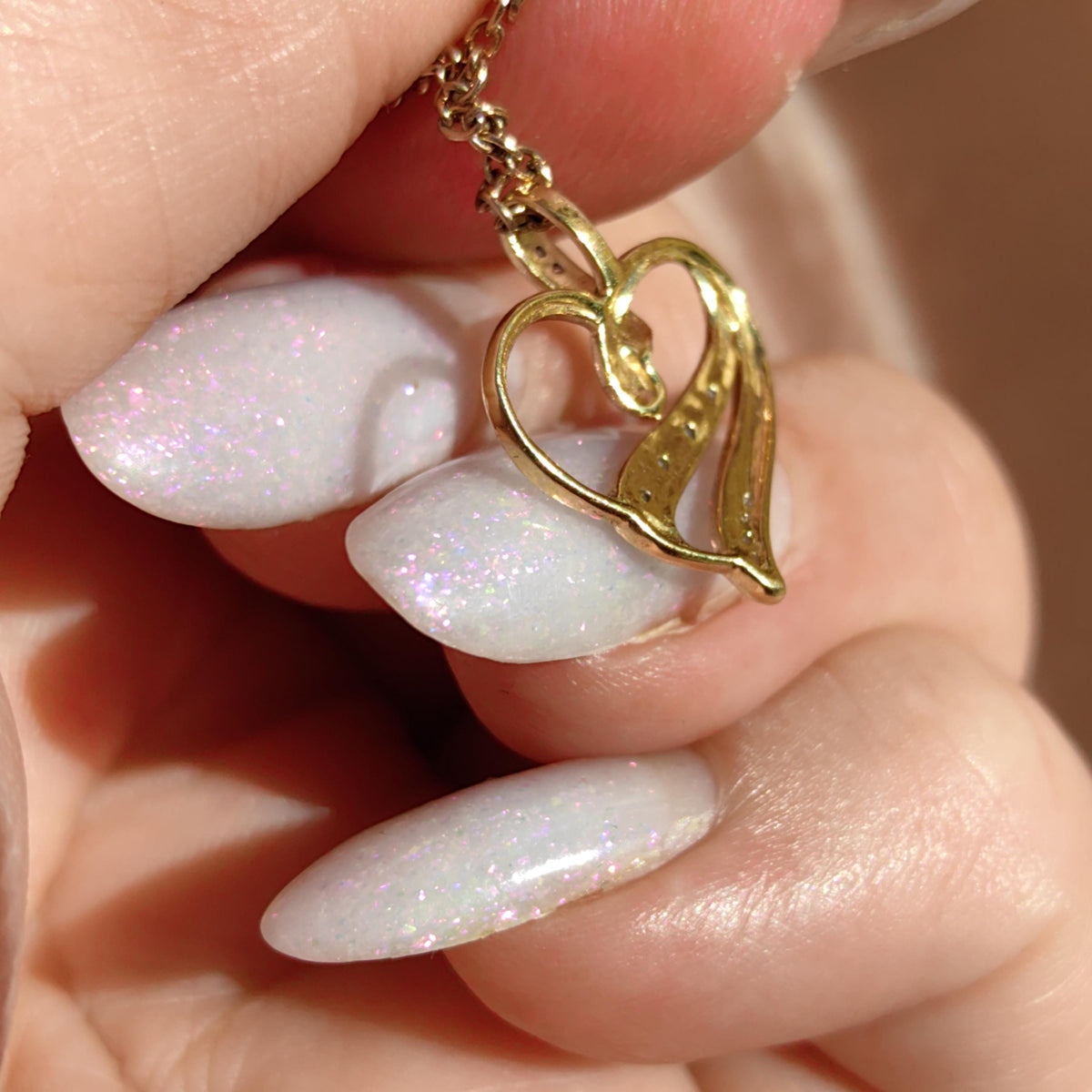 Diamond 18k 750 Solid Yellow Gold Heart shaped Charm Pendant Valentines Day Gift for Her Dainty Elegant Love Vintage Necklace Bracelet Charm