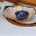 18k Gold Cabochon Sapphire & Diamond Ring - Unisex Statement