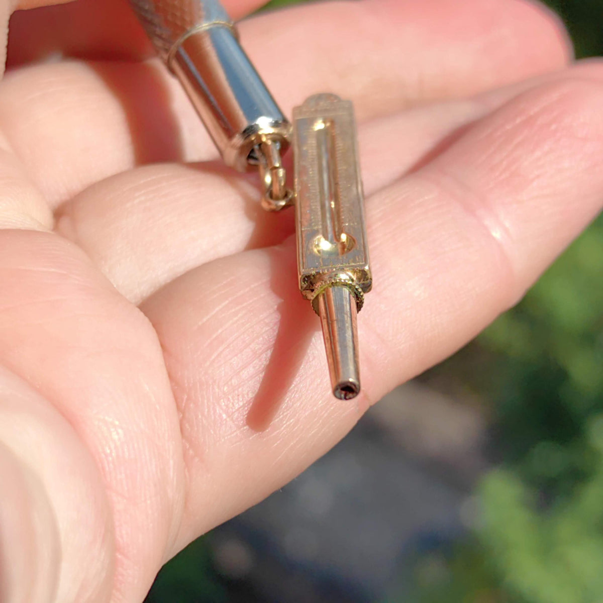 Antique 8k Gold Pocket Watch Key Pendant: 1860s Thermometer Charm