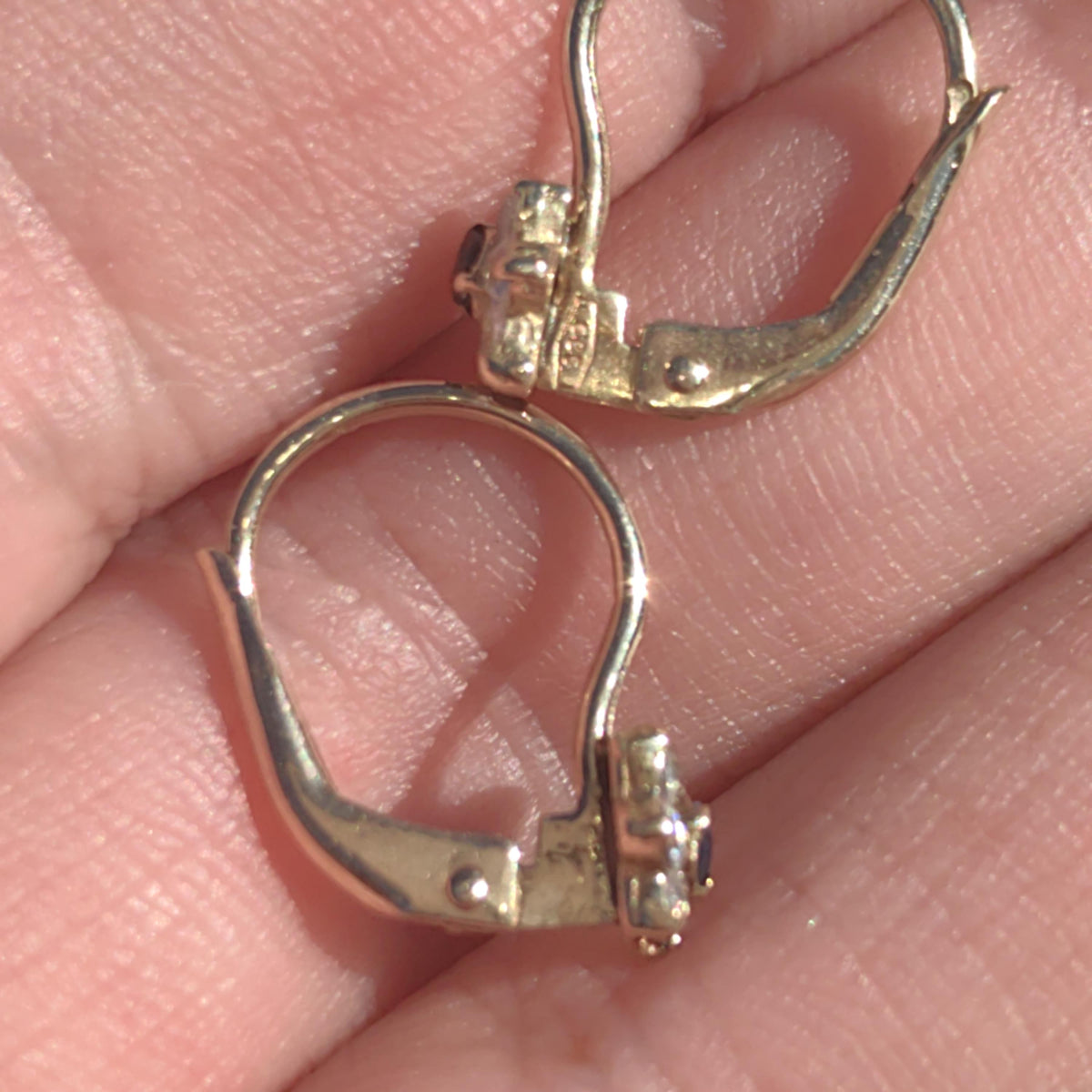 Art Nouveau 14k Champagne Gold Dangle Elegant Floral Dainty 1900s Antique Gift for Her artificial Sapphire Cubic Zirconia Flower Earrings