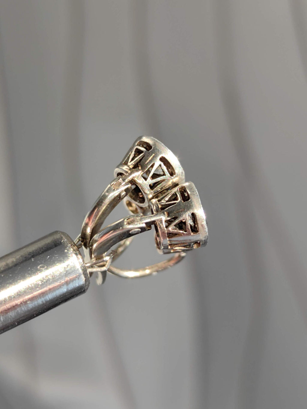 1920s Diamond Sleeper Earrings: Antique 14k White Gold Wedding Jewelry