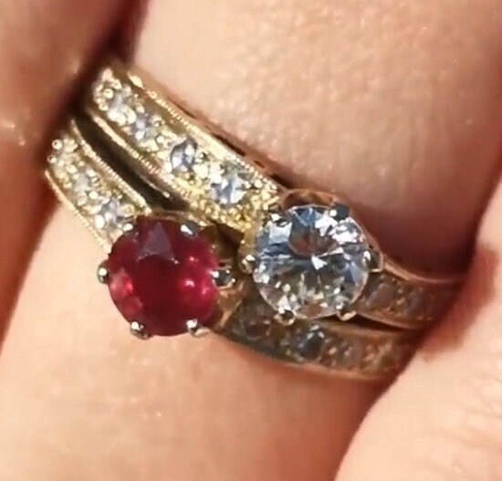 Art Deco Toi et Moi Ring: Ruby and Diamond 14k White Gold, 1930s
