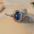 1920s Art Deco Antique Vintage Blue Natural Cabochon Sapphire Solid Yellow Gold Dainty Ring Sapphire Engagement Ring Gift for Her Present