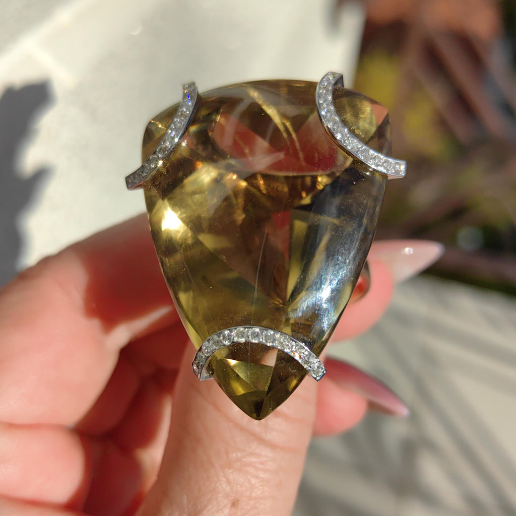 Large Smokey Quartz Statement Ring 14K Gold Vintage Bold Cocktail Ring Yellow Rose Gold Massive Gemstone Ring Gift for Her