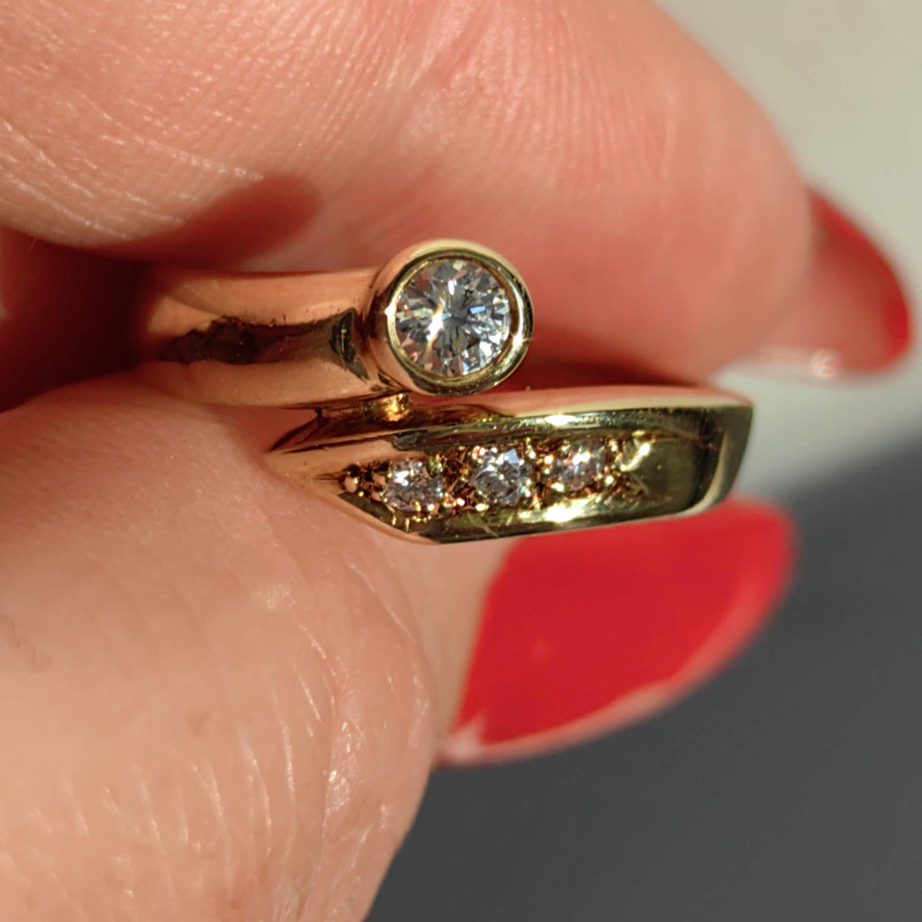 14K Yellow Gold Diamond Engagement Ring - 0.26 ct, Size 8.5