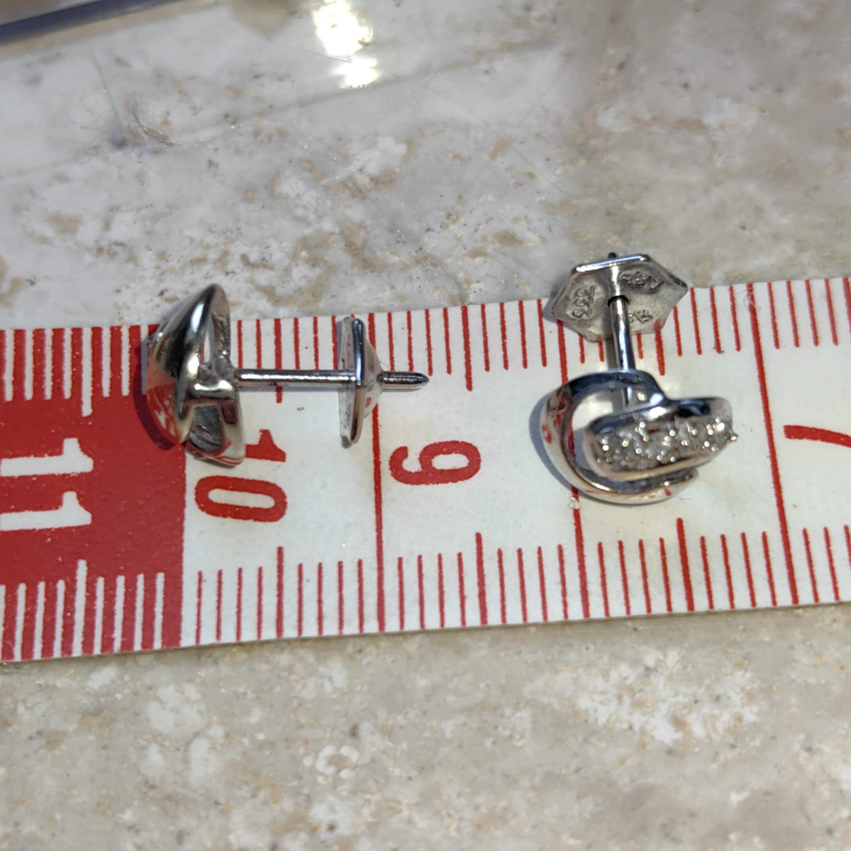 Diamond Solid 8k White Gold Round Stud Geometric Vintage Classic Minimalist Elegant Gift for Her Yin and Yang Earrings