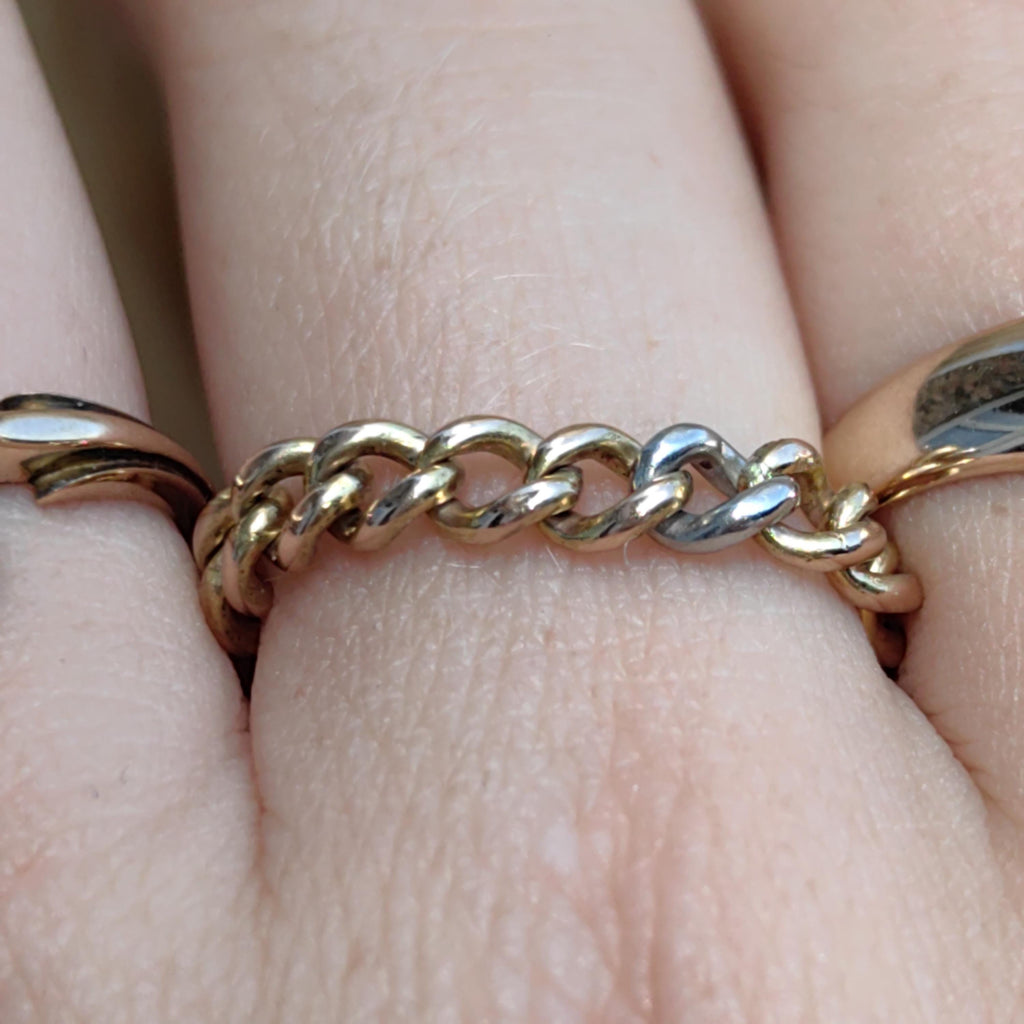 Two Tone 18k Solid Yellow and White Gold Chain Dainty Stackable Elegant Wedding Band Gift for Her Minimalist