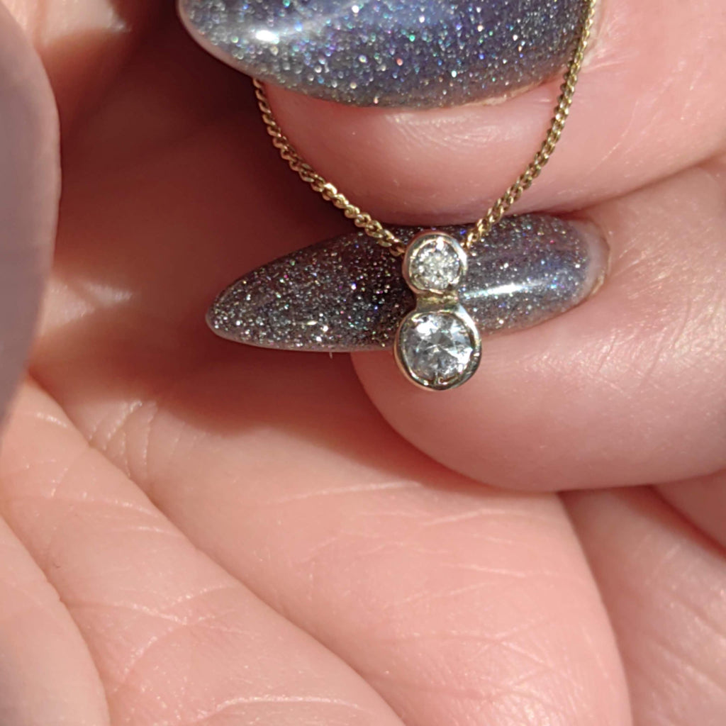 Diamond Gold necklace Solid 14k Gold Vintage solitaire diamond pendant Gift for Her Elegant Dainty Classic Necklace 1950s