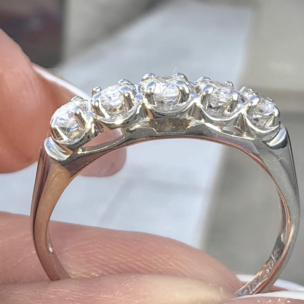Diamond 14K White Gold Half Eternity Wedding Band Ring