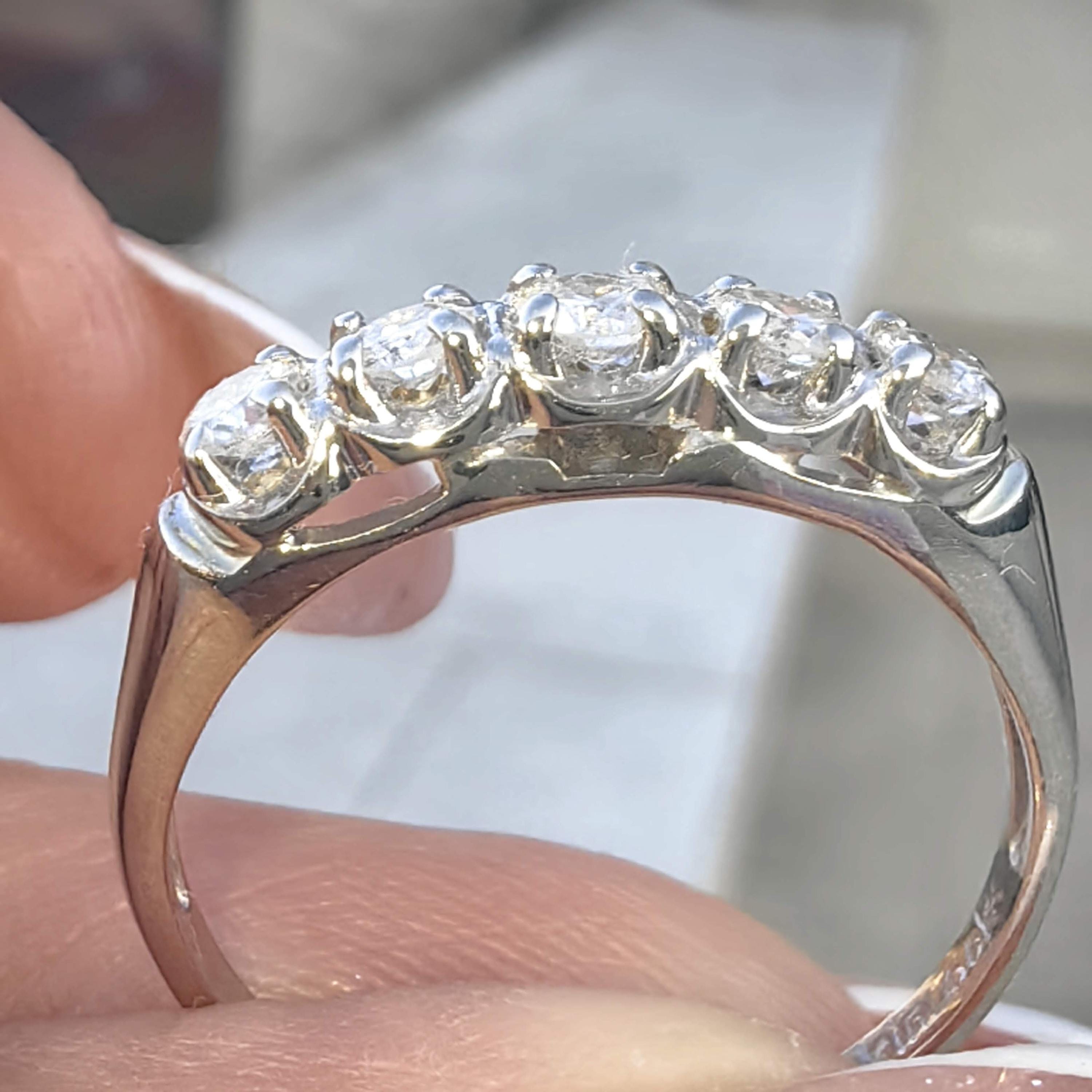 Diamond 14K White Gold Half Eternity Wedding Band Ring