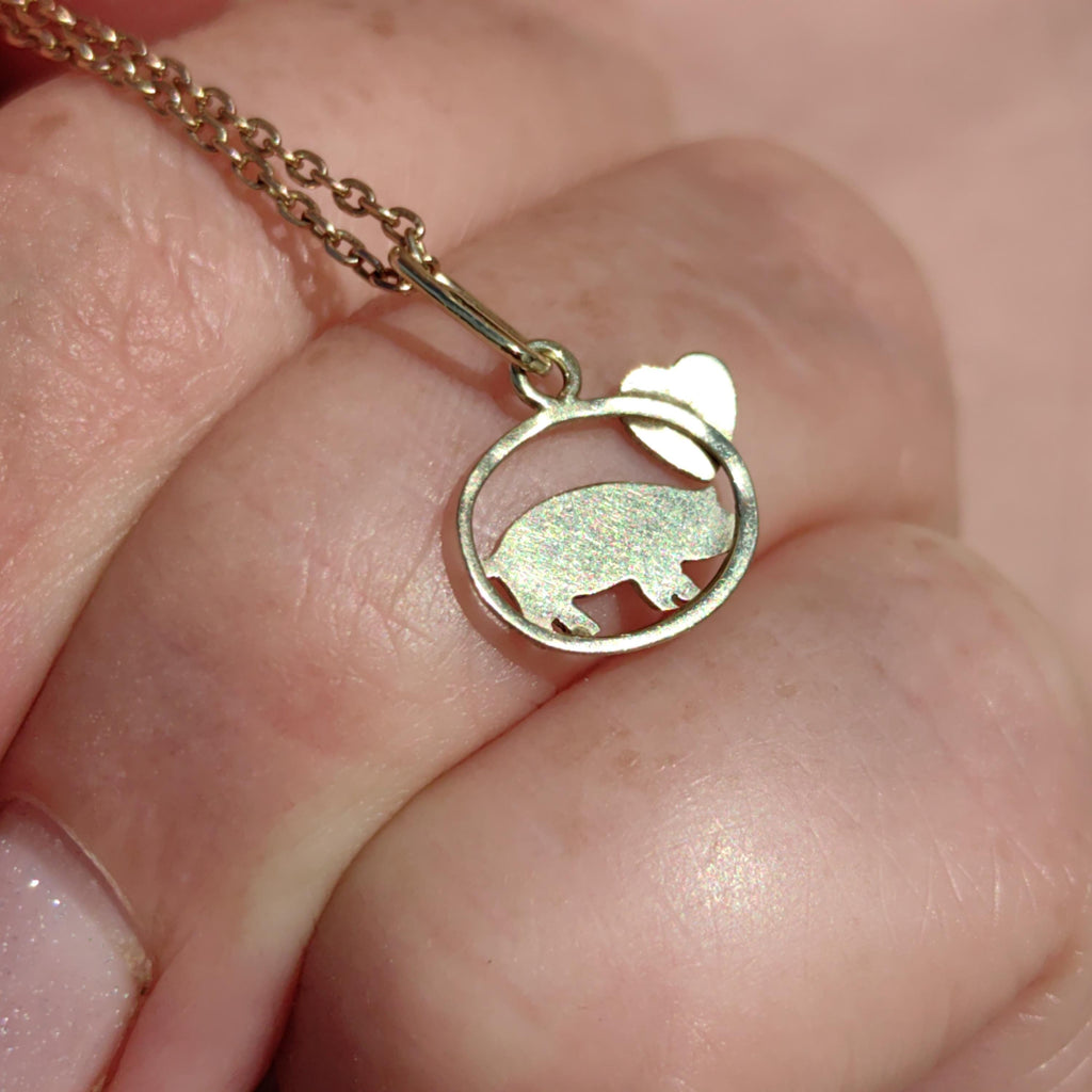 14k Gold Fire Enamel Pig Pendant: Art Nouveau Farm Charm