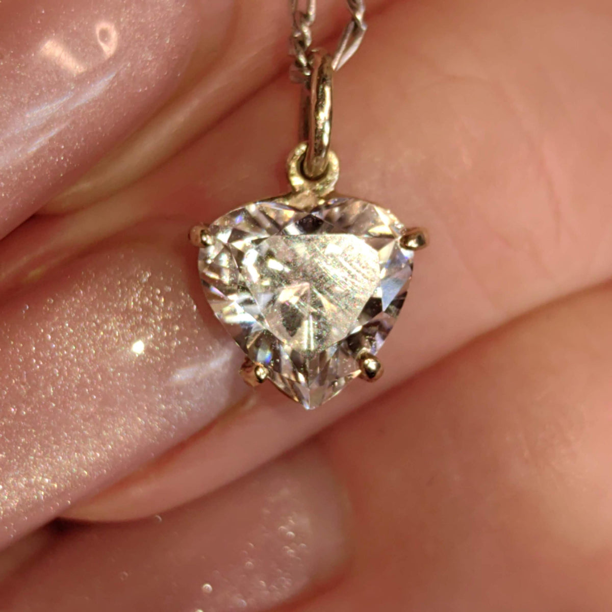 18k Solid White Gold Heart Shaped Necklace Pendant Crystal Cubic Zirconia Bracelet Love Charm Elegant Gift for Her Vintage Dangle
