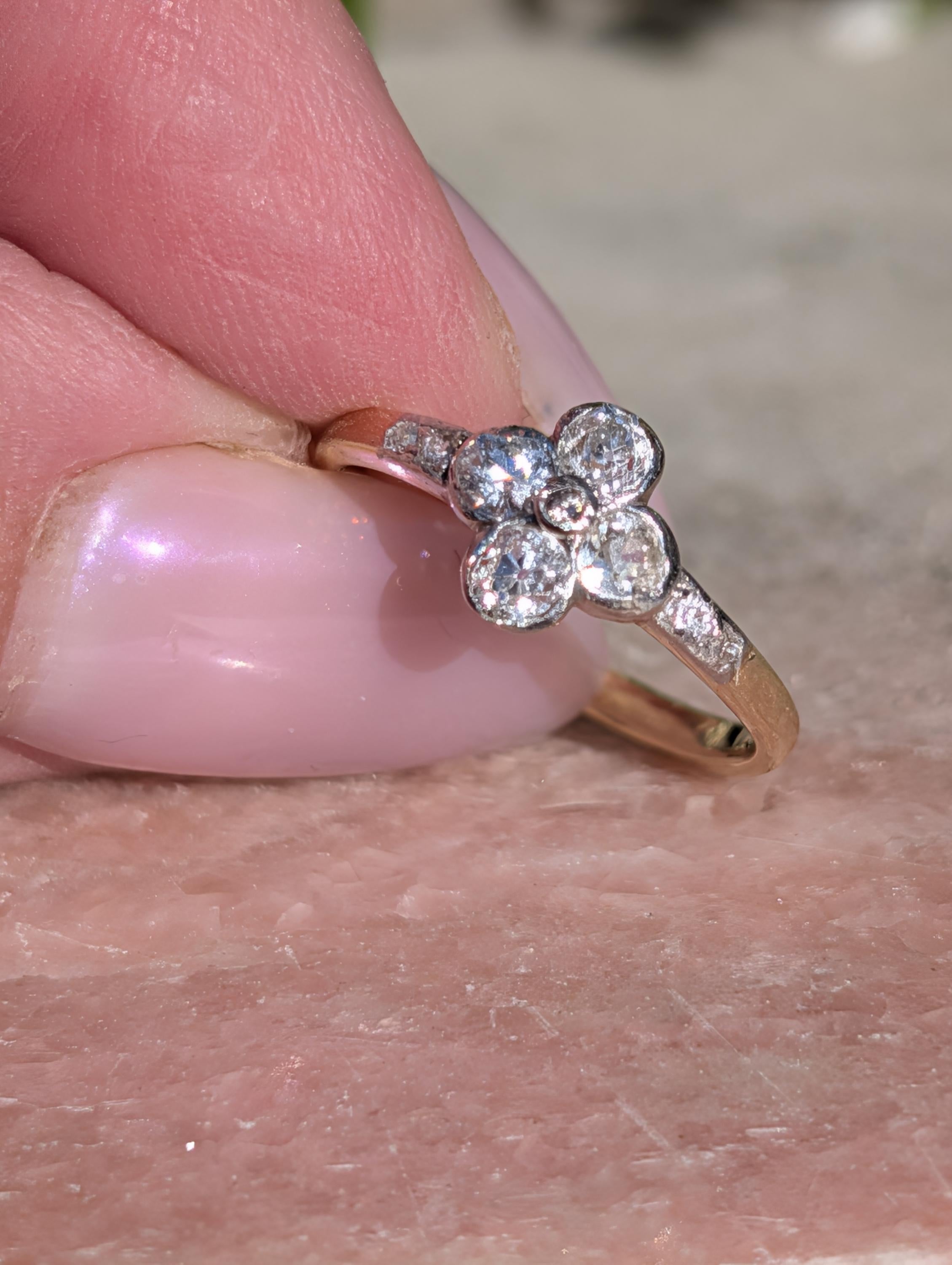 Art Deco 1920s Old European Diamond Engagement Ring 14k Yellow Gold Hungarian Hallmarked Antique Fine Jewelry Gift for Her