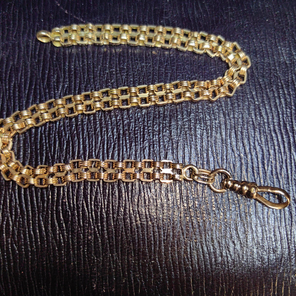 1890s Hallmarked 14k Gold Double Chain Bracelet: Antique Unisex Jewelry