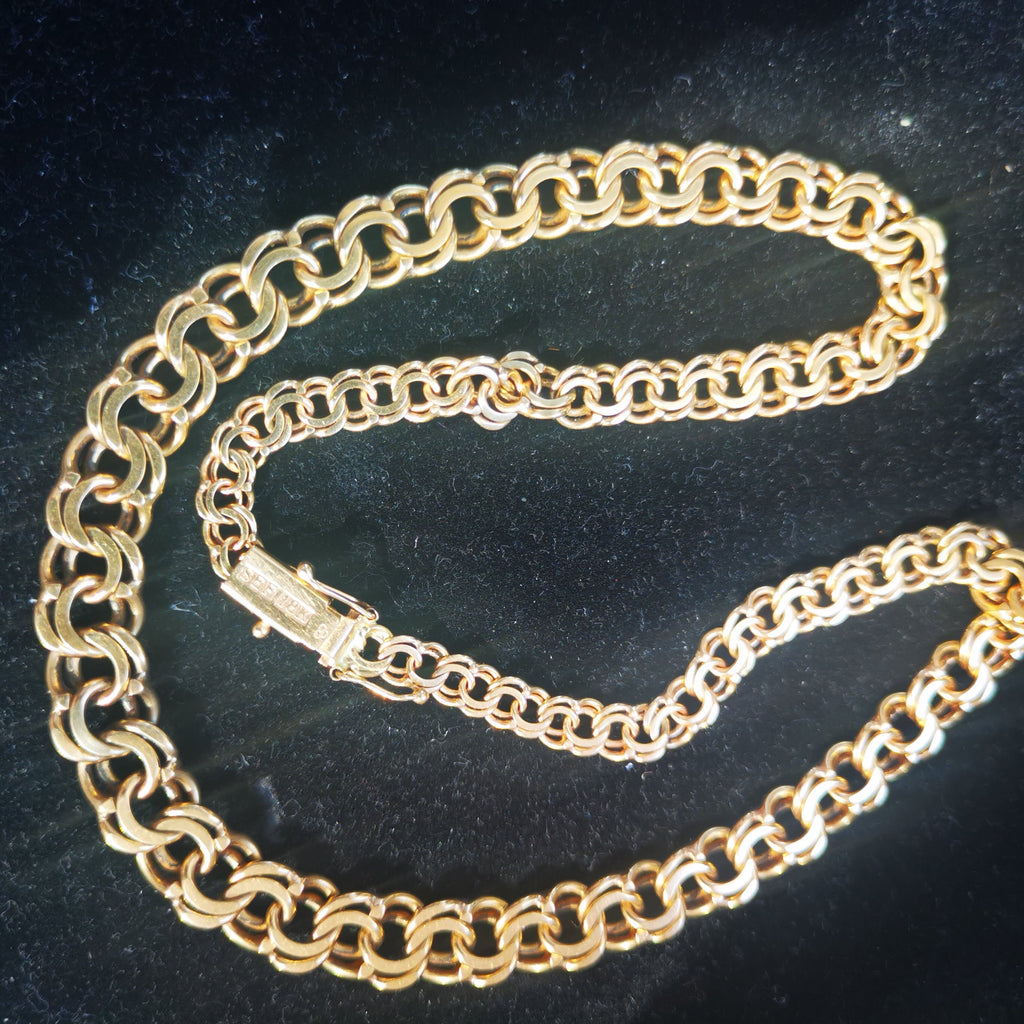 Vintage Bismarck 18k Gold Chain Necklace: Handmade 47.6 gr Solid Gold