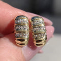 Vintage 14k Yellow Gold Diamond Half Hoop Earrings – Geometric Cluster Fine Jewelry