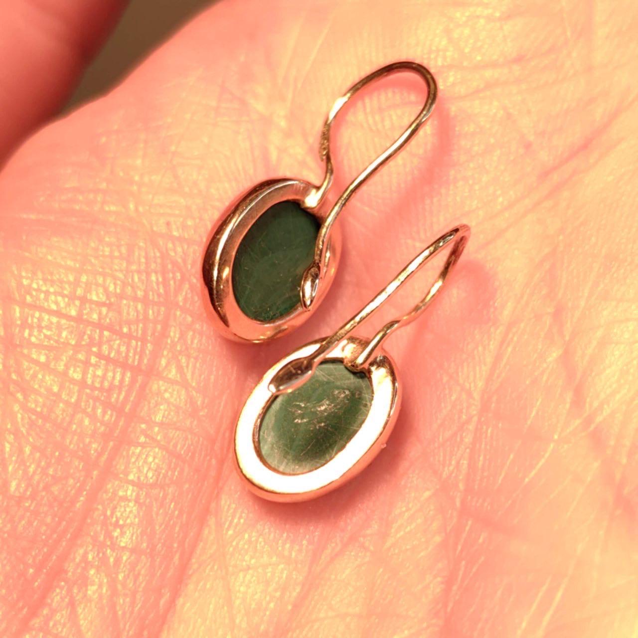Vintage Art Nouveau Malachite 14k Gold Earrings