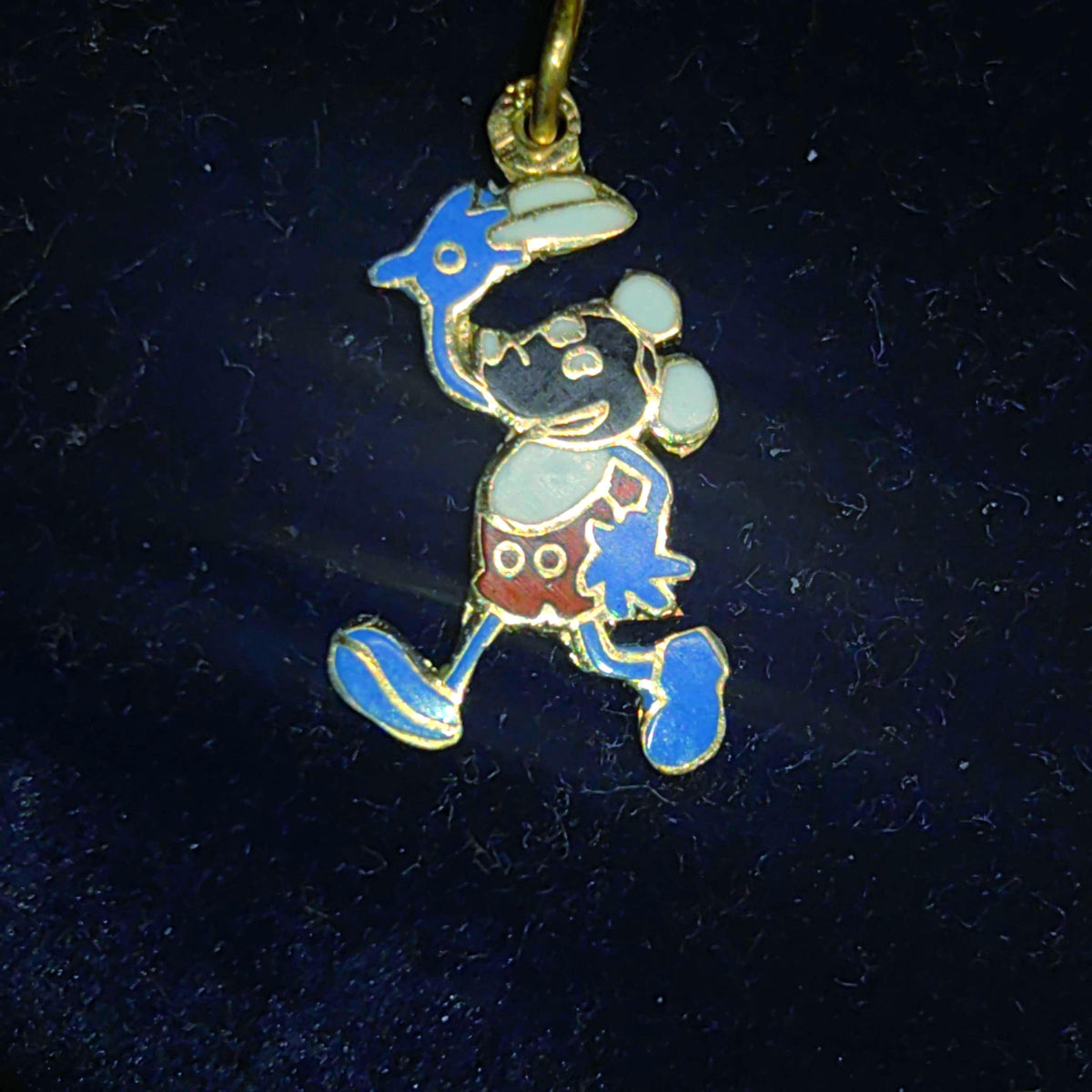 Disney Mickey Mouse Vintage Solid 14K Yellow Hallmarked Gold Enamel Cartoon Character Pendant Vintage Charm Gift for her girl son daughter