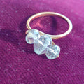 Light Blue Natural Aquamarine Solid 14k Yellow Gold 1980s Vintage Ring Geometric Band Elegant Gift for her Present